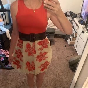 Alice + Olivia red floral belted dress